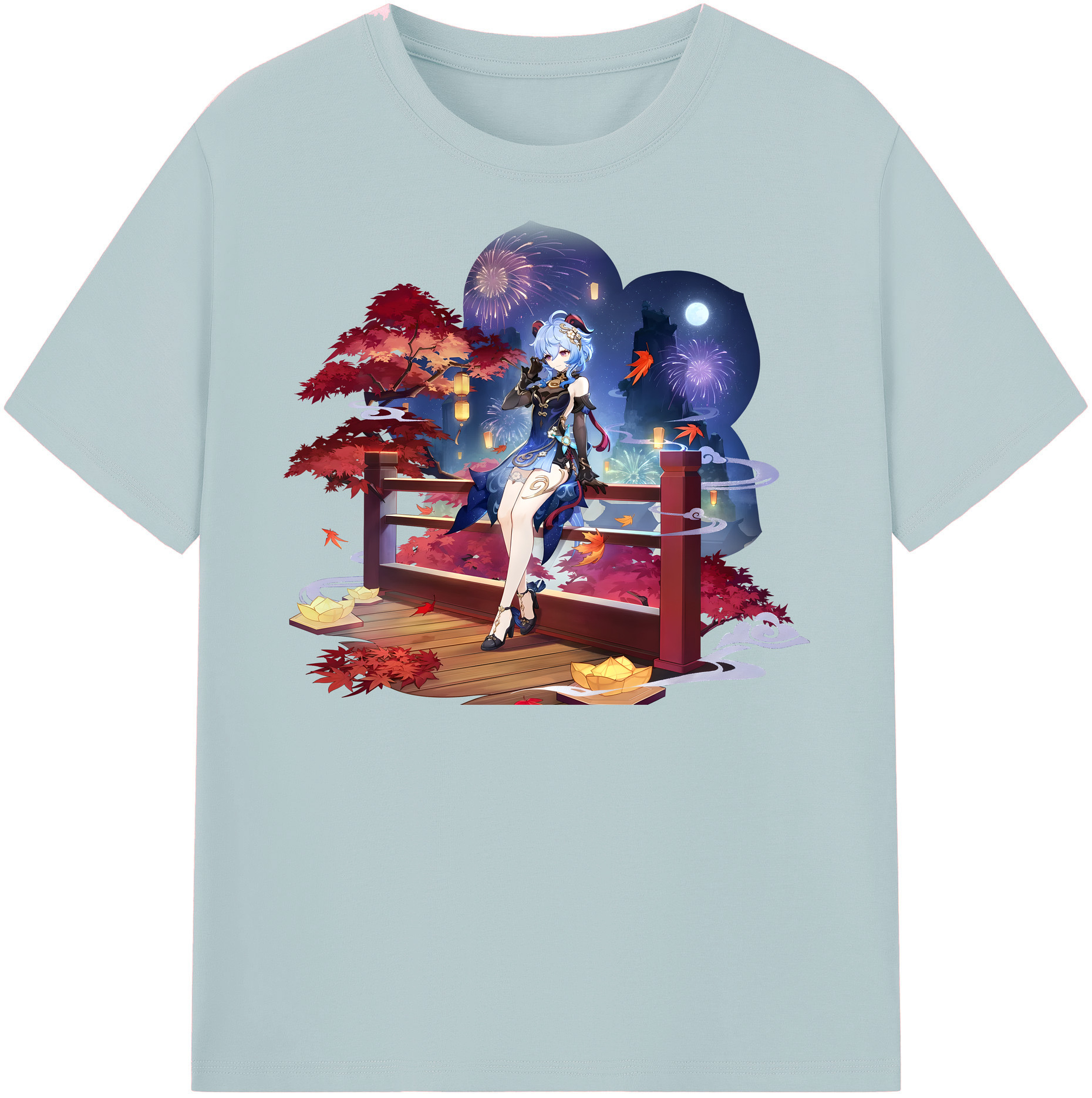げんし神 甘雨 かんう genshin Ganyu 綿100％半袖Tシャツ（フロントプリント）